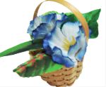 Miniatur - Blumenkorb Farbe blau, Puppenhaus